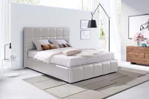 Klasyczne łóżko tapicerowane do sypialni PATRIZIA przeszycia w kwadraty. Obniżka ceny!
