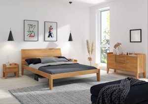 Łóżko drewniane bukowe Skandica AGAVA / 140x200 cm, kolor orzech