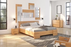 Łóżko drewniane bukowe Skandica SPARTA Maxi / 200x200 cm, kolor orzech