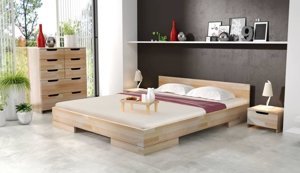 Łóżko drewniane bukowe Skandica SPECTRUM Niskie / 160x200 cm, kolor palisander