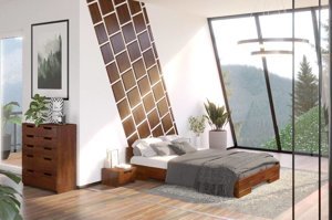 Łóżko drewniane bukowe Skandica SPECTRUM Niskie / 180x200 cm, kolor orzech