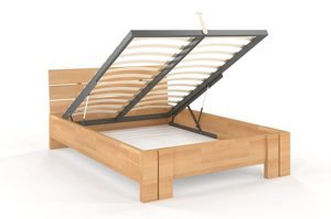 Łóżko drewniane bukowe Visby ARHUS High BC (Skrzynia na pościel) / 120x200 cm, kolor biały