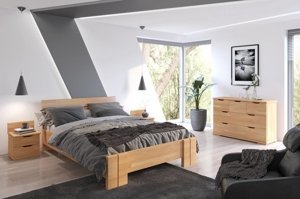 Łóżko drewniane bukowe Visby ARHUS High BC (Skrzynia na pościel) / 120x200 cm, kolor naturalny