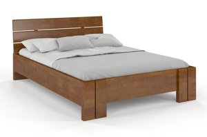 Łóżko drewniane bukowe Visby ARHUS High BC (Skrzynia na pościel) / 160x200 cm, kolor orzech