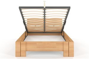 Łóżko drewniane bukowe Visby Arhus High BC Long (Skrzynia na pościel) / 140x220 cm, kolor naturalny