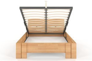 Łóżko drewniane bukowe Visby Arhus High BC Long (Skrzynia na pościel) / 180x220 cm, kolor orzech