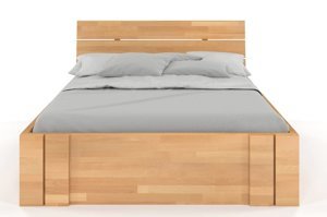 Łóżko drewniane bukowe Visby Arhus High Drawers (z szufladami) / 120x200 cm, kolor palisander