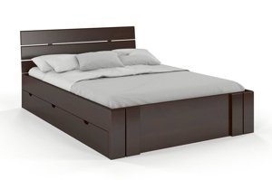 Łóżko drewniane bukowe Visby Arhus High Drawers (z szufladami) / 140x200 cm, kolor biały