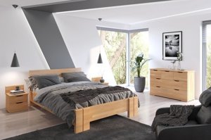 Łóżko drewniane bukowe Visby Arhus High & LONG (długość + 20 cm) / 140x220 cm, kolor palisander