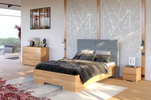 Łóżko drewniane bukowe Visby BERG z tapicerowanym zagłówkiem