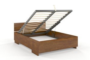 Łóżko drewniane bukowe Visby Bergman High BC Long (skrzynia na pościel) / 200x220 cm, kolor palisander