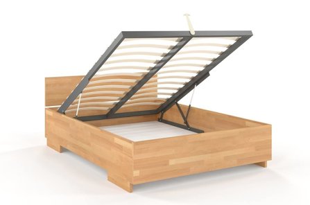 Łóżko drewniane bukowe Visby Bergman High BC (skrzynia na pościel) / 120x200 cm, kolor biały