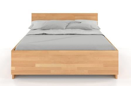 Łóżko drewniane bukowe Visby Bergman High BC (skrzynia na pościel) / 120x200 cm, kolor orzech