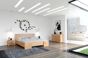 Łóżko drewniane bukowe Visby HESSLER High & LONG (długość + 20 cm) / 140x220 cm, kolor biały