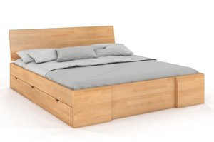 Łóżko drewniane bukowe Visby Hessler High Drawers (z szufladami) / 120x200 cm, kolor orzech