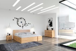 Łóżko drewniane bukowe Visby Hessler High Drawers (z szufladami) / 160x200 cm, kolor biały