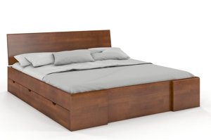 Łóżko drewniane bukowe Visby Hessler High Drawers (z szufladami) / 160x200 cm, kolor biały