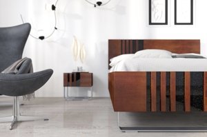 Łóżko drewniane bukowe Visby KIELCE / 120x200 cm, kolor orzech