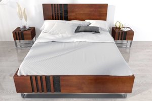 Łóżko drewniane bukowe Visby KIELCE / 160x200 cm, kolor orzech
