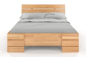 Łóżko drewniane bukowe Visby SANDEMO High BC Long (Skrzynia na pościel) / 120x220 cm, kolor natrualny