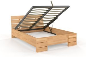 Łóżko drewniane bukowe Visby SANDEMO High BC Long (Skrzynia na pościel) / 180x220 cm, kolor biały