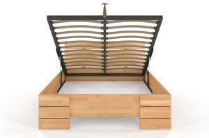 Łóżko drewniane bukowe Visby SANDEMO High BC Long (Skrzynia na pościel) / 180x220 cm, kolor palisander