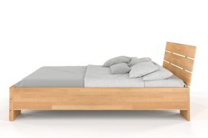 Łóżko drewniane bukowe Visby Sandemo High BC (Skrzynia na pościel) / 140x200 cm, kolor palisander