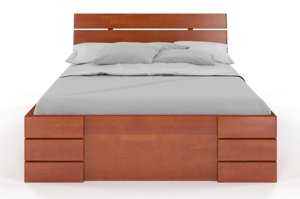 Łóżko drewniane bukowe Visby Sandemo High Drawers (z szufladami) / 120x200 cm, kolor palisander