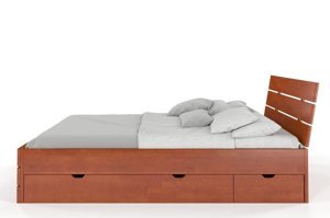 Łóżko drewniane bukowe Visby Sandemo High Drawers (z szufladami) / 140x200 cm, kolor naturalny
