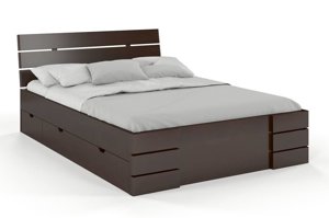 Łóżko drewniane bukowe Visby Sandemo High Drawers (z szufladami) / 140x200 cm, kolor naturalny