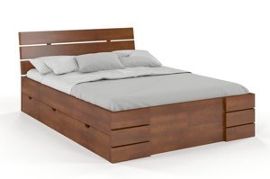 Łóżko drewniane bukowe Visby Sandemo High Drawers (z szufladami) / 200x200 cm, kolor naturalny