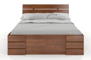 Łóżko drewniane bukowe Visby Sandemo High Drawers (z szufladami)