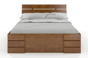 Łóżko drewniane bukowe Visby Sandemo High Drawers (z szufladami) / 90x200 cm, kolor biały