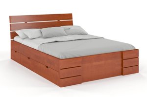 Łóżko drewniane bukowe Visby Sandemo High Drawers (z szufladami) / 90x200 cm, kolor naturalny