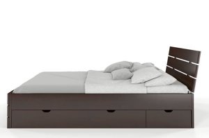 Łóżko drewniane bukowe Visby Sandemo High Drawers (z szufladami) / 90x200 cm, kolor palisander