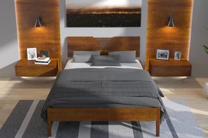 Łóżko drewniane bukowe Visby WOŁOMIN / 160x200 cm, kolor orzech