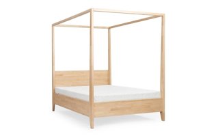 Łóżko drewniane bukowe z baldachimem Visby CANOPY / 140x200 cm, kolor biały