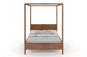 Łóżko drewniane bukowe z baldachimem Visby CANOPY / 140x200 cm, kolor orzech