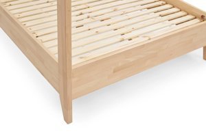 Łóżko drewniane bukowe z baldachimem Visby CANOPY / 160x200 cm, kolor biały
