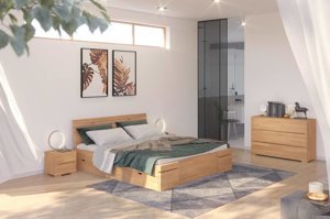 Łóżko drewniane bukowe z szufladami Skandica SPARTA Maxi & DR / 140x200 cm, kolor palisander