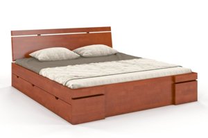Łóżko drewniane bukowe z szufladami Skandica SPARTA Maxi & DR / 140x200 cm, kolor palisander