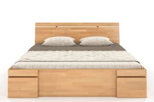 Łóżko drewniane bukowe z szufladami Skandica SPARTA Maxi & DR / 160x200 cm, kolor palisander
