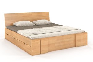Łóżko drewniane bukowe z szufladami Skandica VESTRE Maxi & DR / 160x20 cm, kolor biały