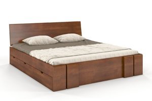 Łóżko drewniane bukowe z szufladami Skandica VESTRE Maxi & DR / 180x200 cm, kolor orzech