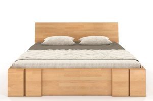 Łóżko drewniane bukowe z szufladami Skandica VESTRE Maxi & DR / 200x200 cm, kolor naturalny