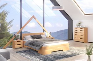 Łóżko drewniane bukowe ze skrzynią na pościel Skandica SPECTRUM Maxi & Long ST / 180x220 cm, kolor biały