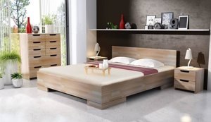 Łóżko drewniane bukowe ze skrzynią na pościel Skandica SPECTRUM Maxi & Long ST / 180x220 cm, kolor naturalny