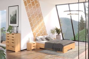 Łóżko drewniane bukowe ze skrzynią na pościel Skandica SPECTRUM Maxi & ST / 160x200 cm, kolor palisander