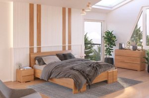 Łóżko drewniane bukowe ze skrzynią na pościel Skandica VESTRE Maxi & ST / 160x200 cm, kolor palisander