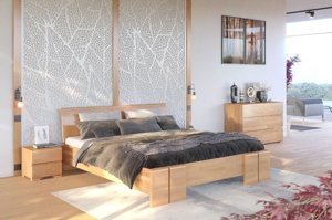 Łóżko drewniane bukowe ze skrzynią na pościel Skandica VESTRE Maxi & ST / 180x200 cm, kolor naturalny